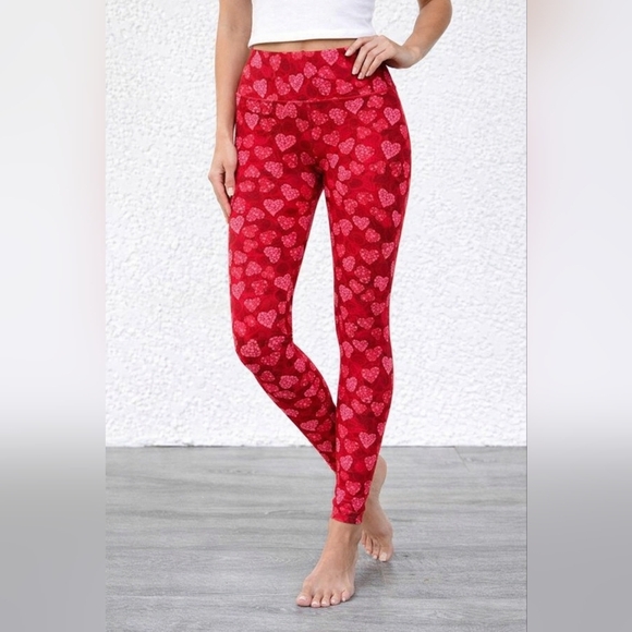 LuLaRoe Pants - Lularoe red & pink heart leggings sz TC (14-18) 💕 #2